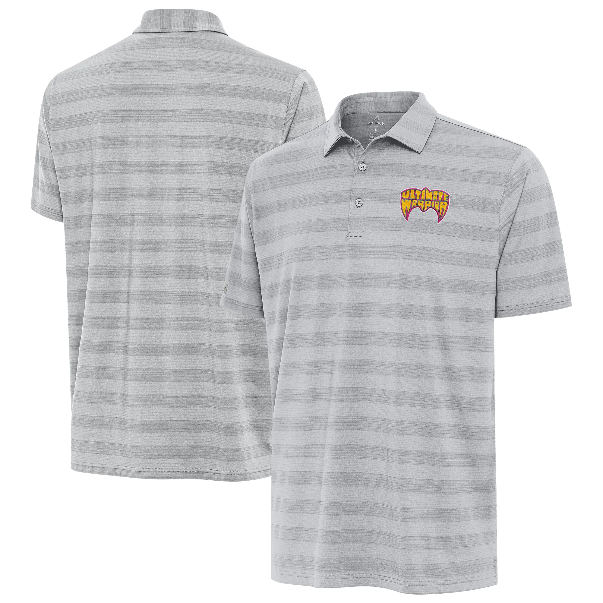 Men's Antigua Gray The Ultimate Warrior Tunnel Polo sold by WWE