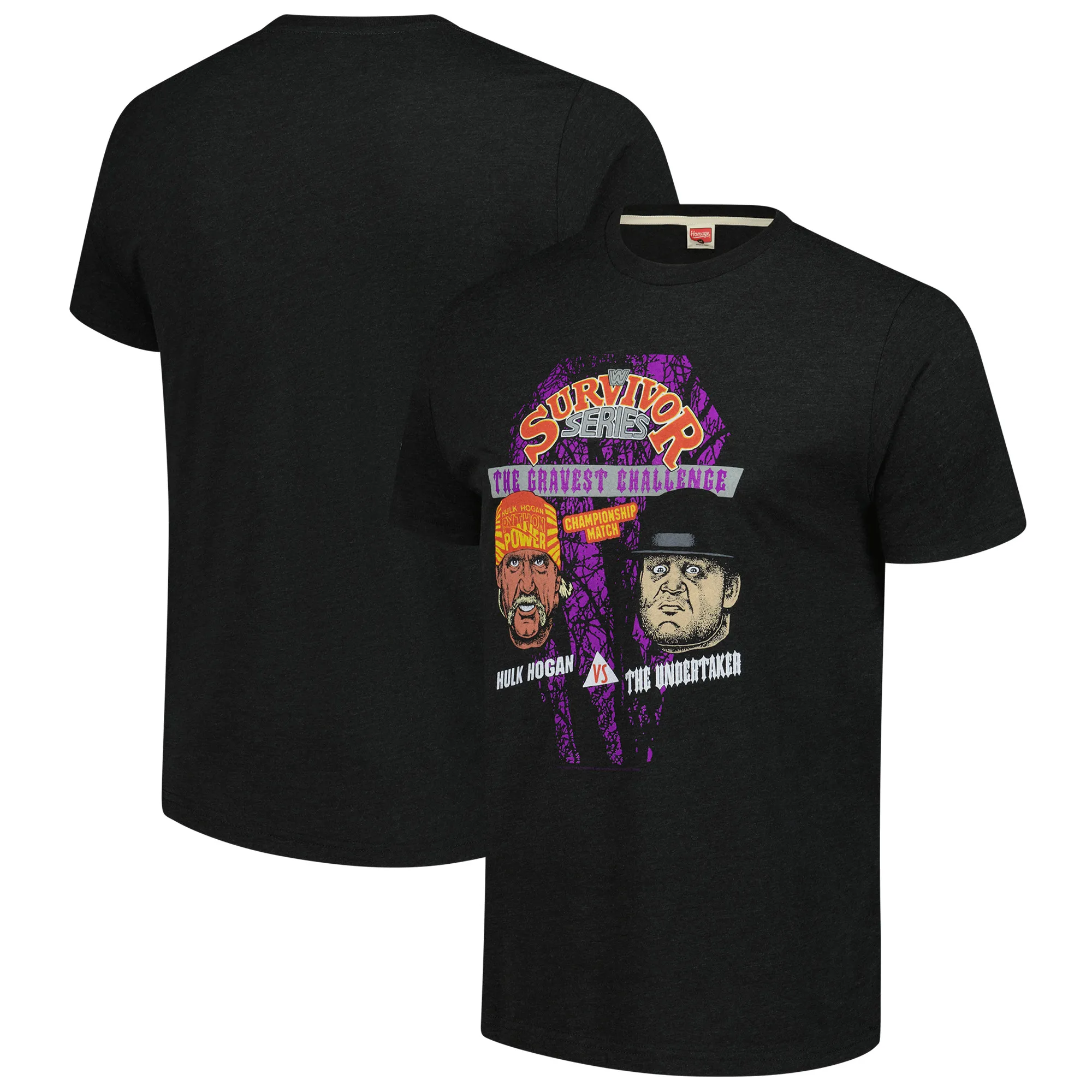 Men's Homage Charcoal Survivor Series 1991 Hulk Hogan vs. The Undertaker Tri-Blend T-Shirt sold by WWE