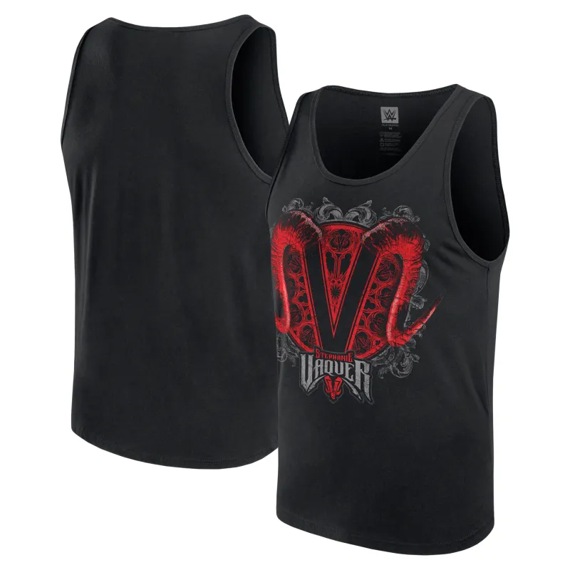 Men's Black Stephanie Vaquer V Logo Tank Top sold by WWE