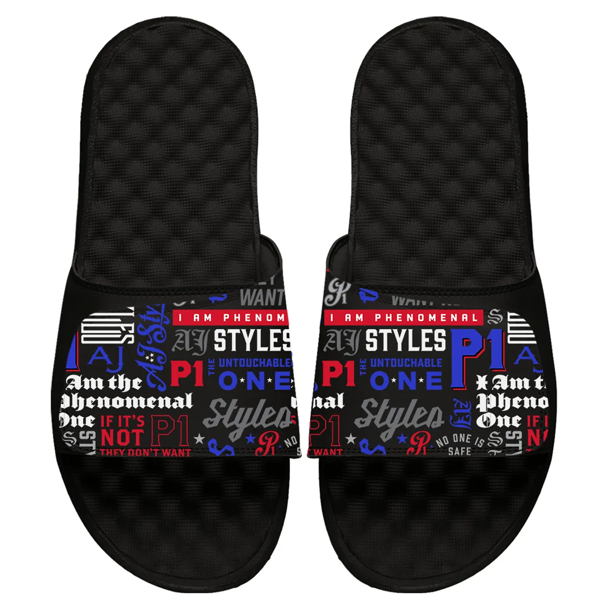 Men's ISlide Black AJ Styles Slide Sandals sold by WWE
