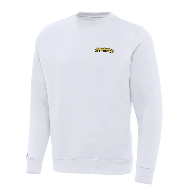 Men's Antigua White Hulk Hogan Victory Crew Pullover Sweatshirt sold by WWE