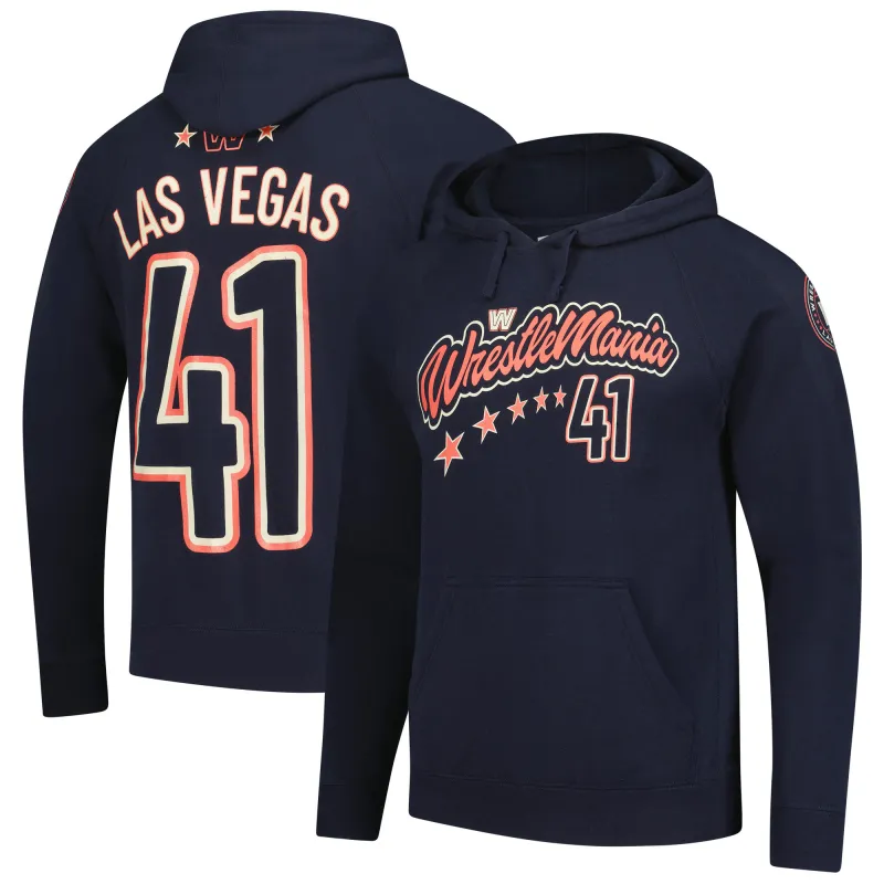 Men's Black WrestleMania 41 Five Stars Raglan Pullover Hoodie sold by WWE