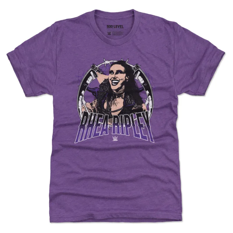 Men's 500 Level Heather Purple Rhea Ripley Posterize Tri-Blend T-Shirt sold by WWE