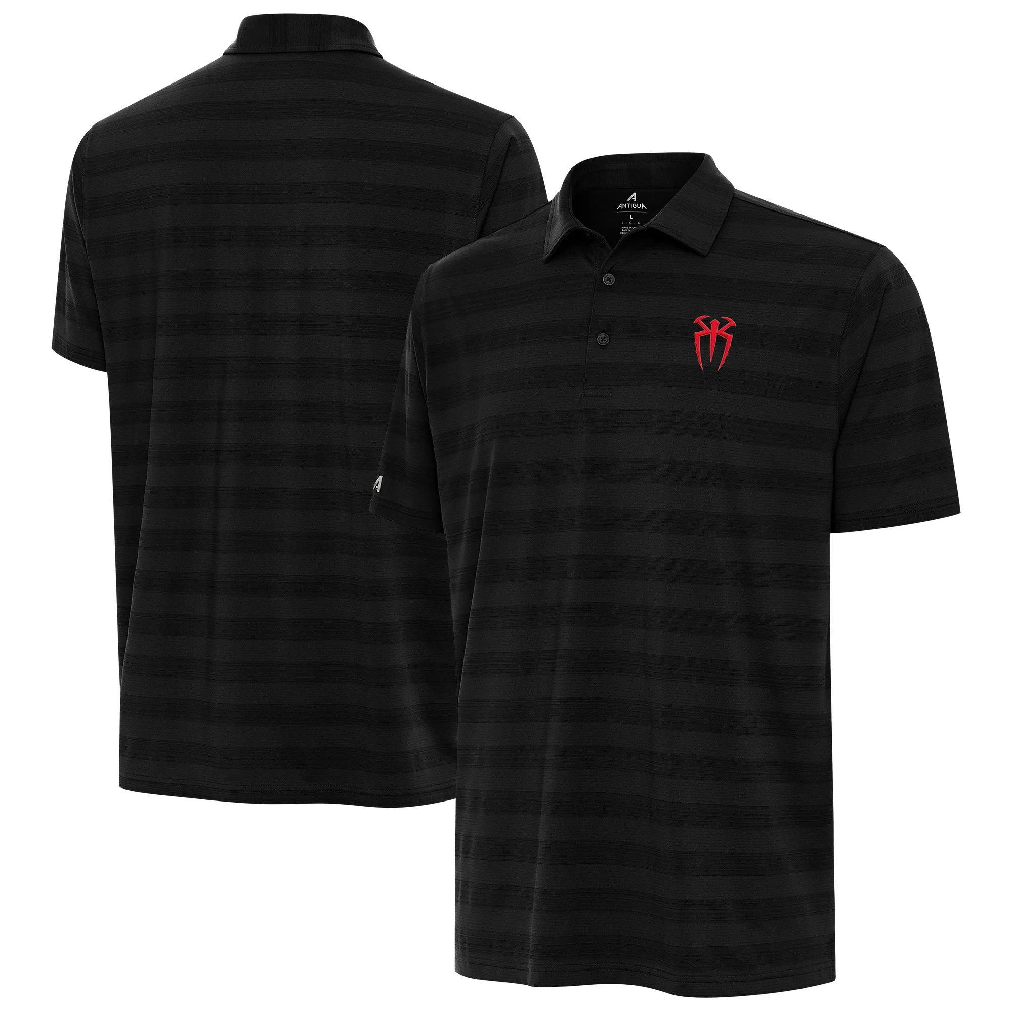 Men's Antigua Black Roman Reigns Tunnel Polo sold by WWE