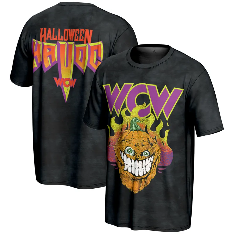 Men's ProSphere Black WCW Halloween Havoc Pumpkin T-Shirt sold by WWE