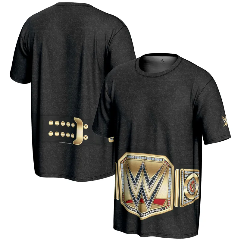 Men's ProSphere Black WWE Undisputed Championship Title Belt T-Shirt sold by WWE