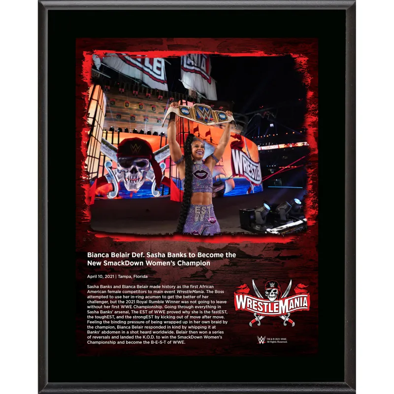 Bianca Belair WWE Framed 10.5" x 13" WrestleMania 37 Sublimated Collage sold by WWE