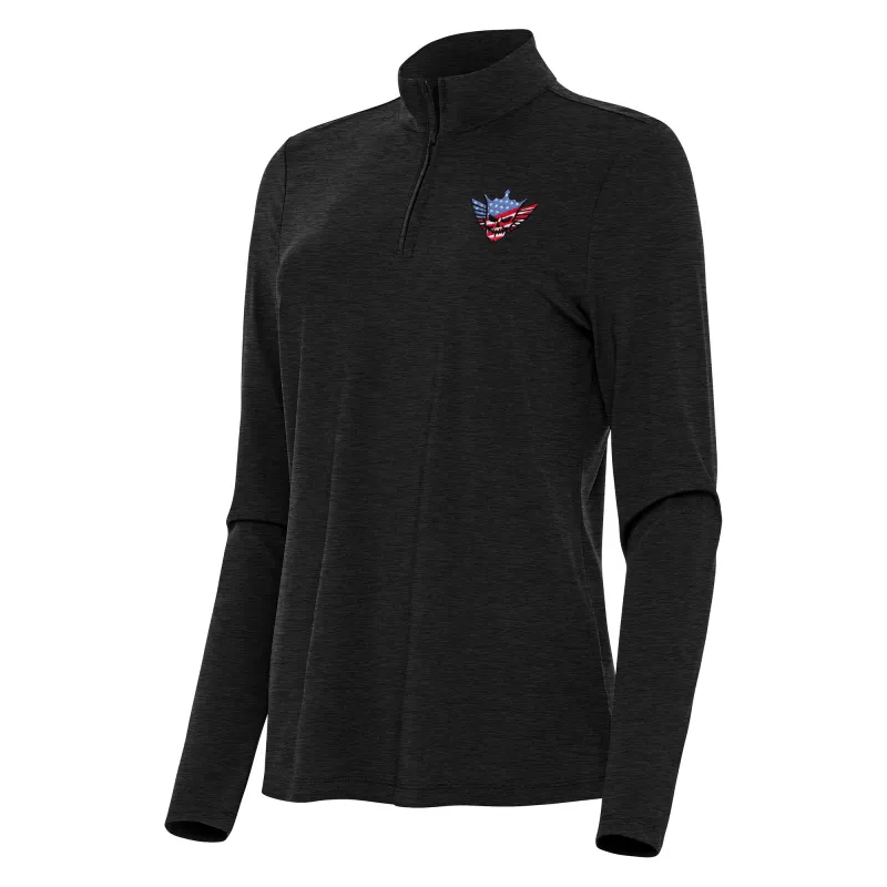 Women's Antigua Heather Black Cody Rhodes Bright Quarter-Zip Top sold by WWE