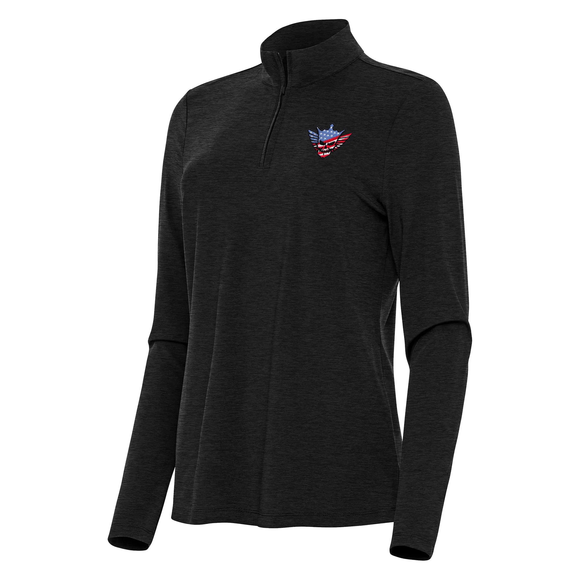 Women's Antigua Heather Black Cody Rhodes Bright Quarter-Zip Top sold by WWE