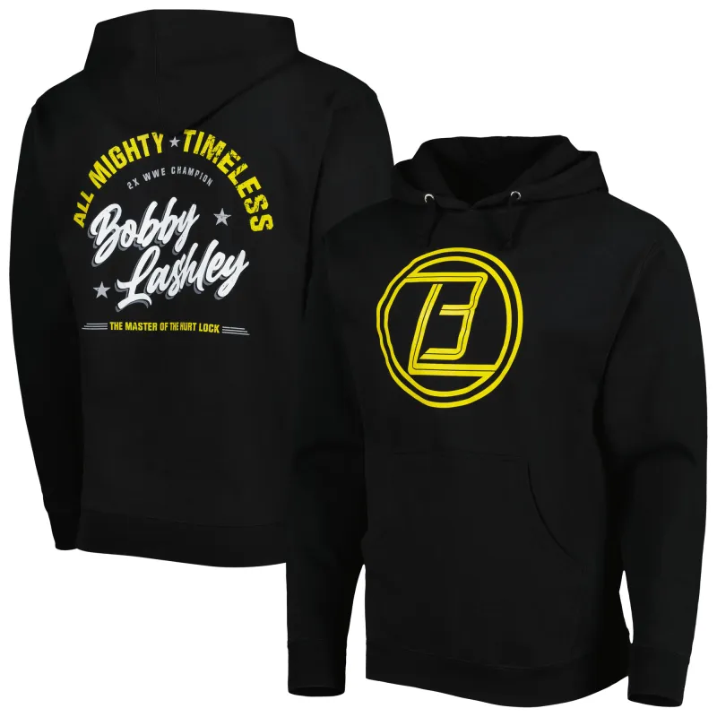 Men's Black Bobby Lashley Wordmark Timeless Pullover Hoodie made by WWE