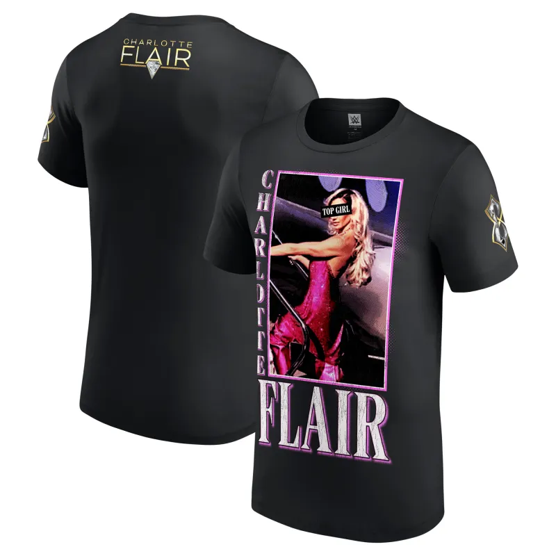 Men's Black Charlotte Flair Top Girl T-Shirt sold by WWE