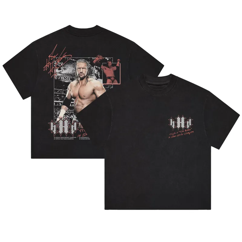Men's Black Triple H Game Boxy T-Shirt sold by WWE