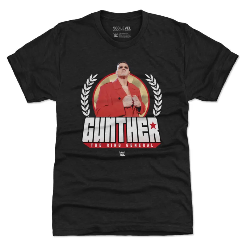 Men's 500 Level Black Gunther The Ring General Tri-Blend T-Shirt sold by WWE
