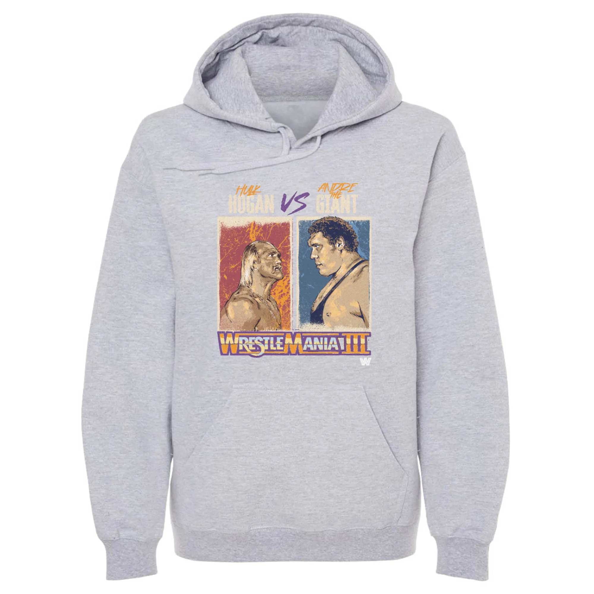 Men's 500 Level Gray WrestleMania Hulk Hogan Vs. Andre The Giant Pullover Hoodie sold by WWE