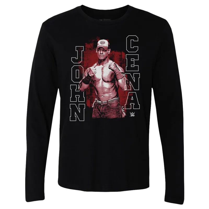 Men's 500 Level Black John Cena Monochrome Long Sleeve T-Shirt made by 500 Level