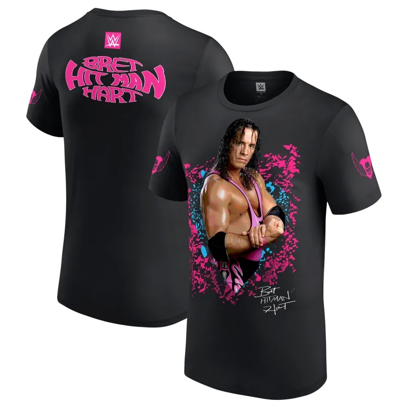 Men's Black Bret Hart Hitman Superstar T-Shirt sold by WWE