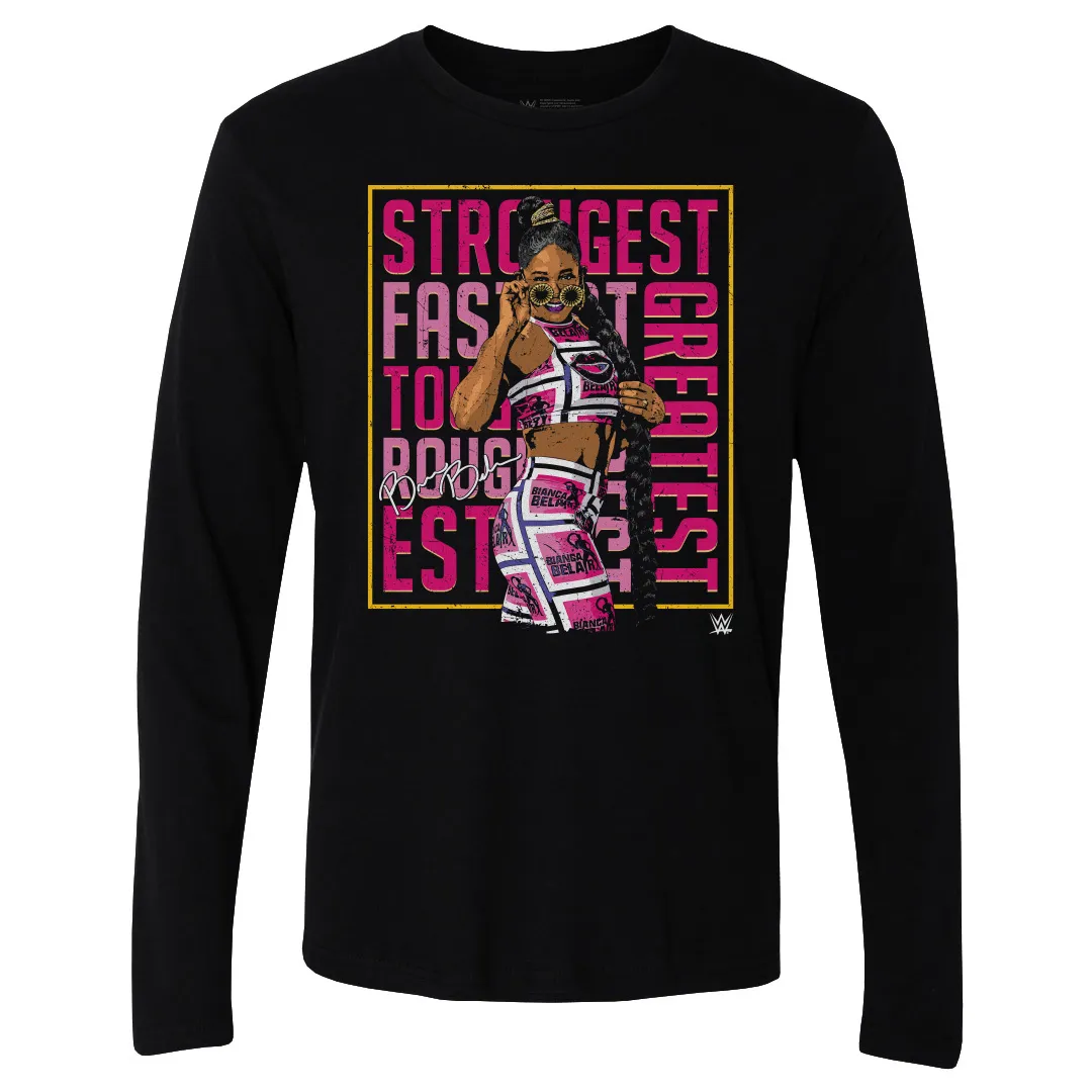 Men's 500 Level Black Bianca Belair Greatest Pose Long Sleeve T-Shirt sold by WWE
