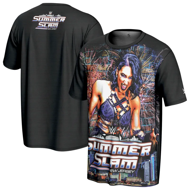 Men's ProSphere Black Rhea Ripley SummerSlam 2025 T-Shirt sold by WWE