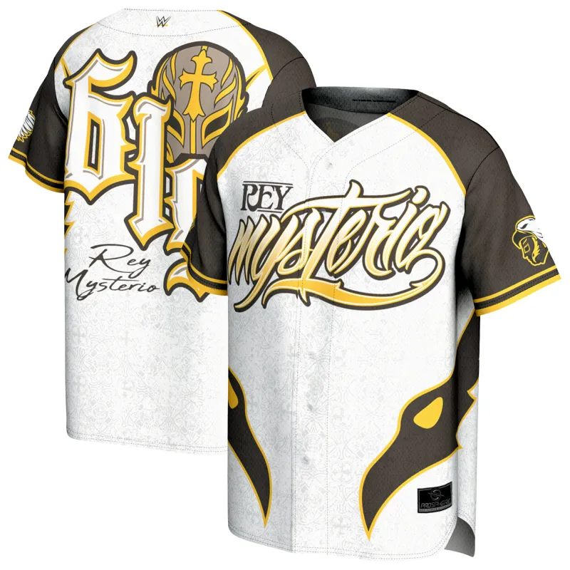 Men's ProSphere White Rey Mysterio 619 Baseball Jersey sold by WWE