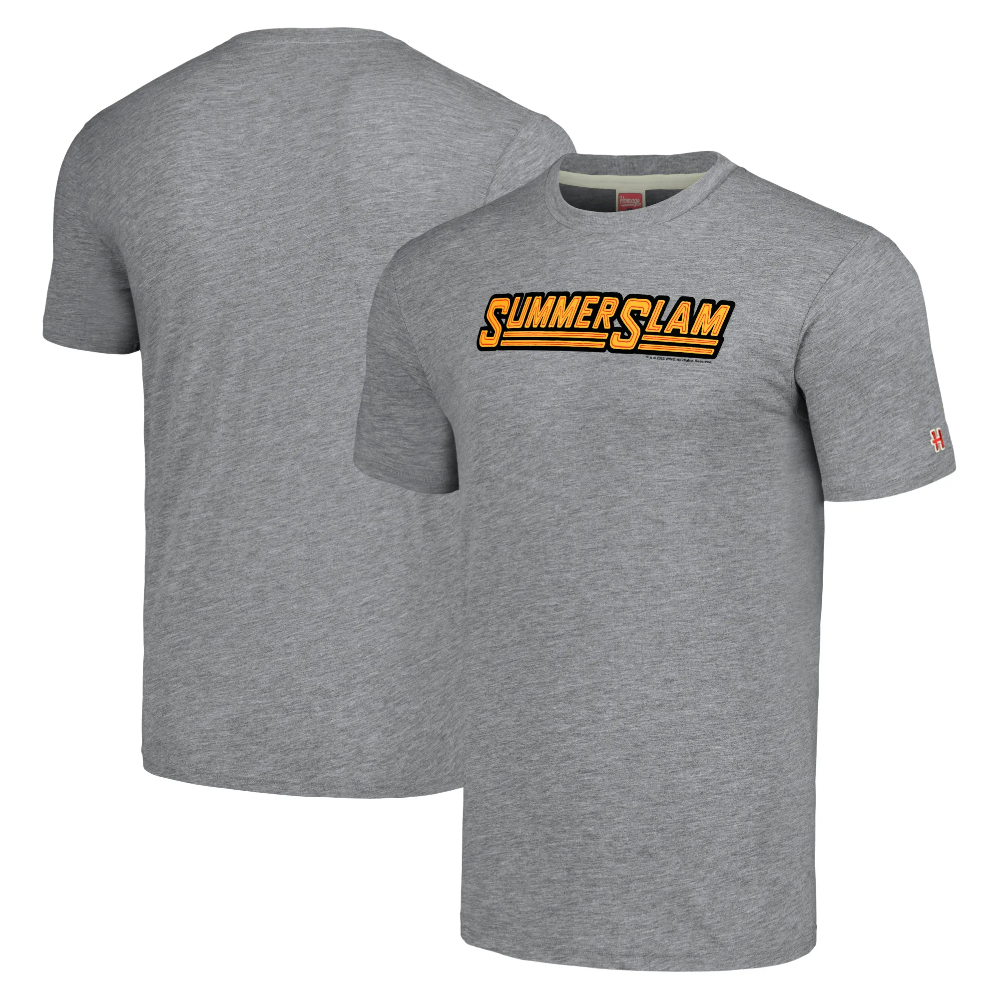 Men's Homage Heather Gray SummerSlam Retro Event Logo T-Shirt sold by WWE