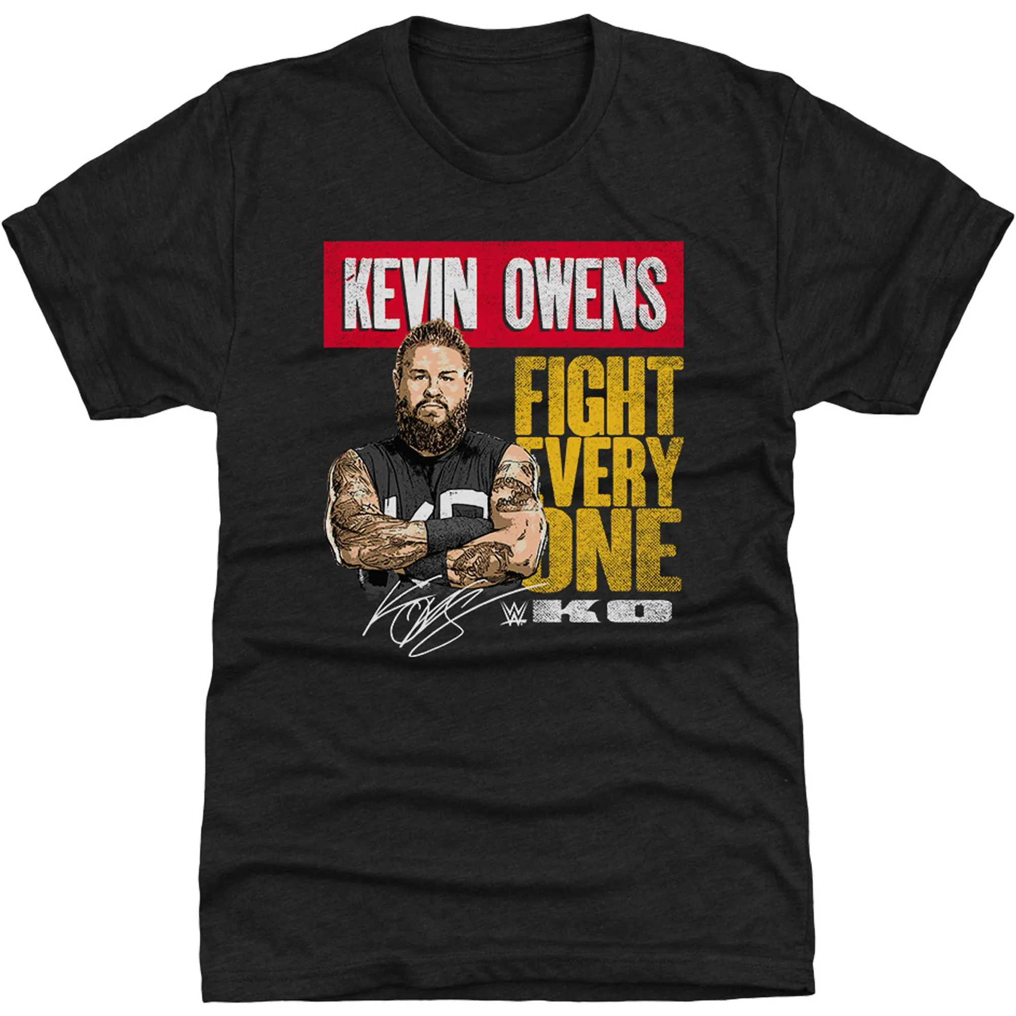 Men's 500 Level Black Kevin Owens Fight. Every. One. Tri-Blend T-Shirt sold by WWE