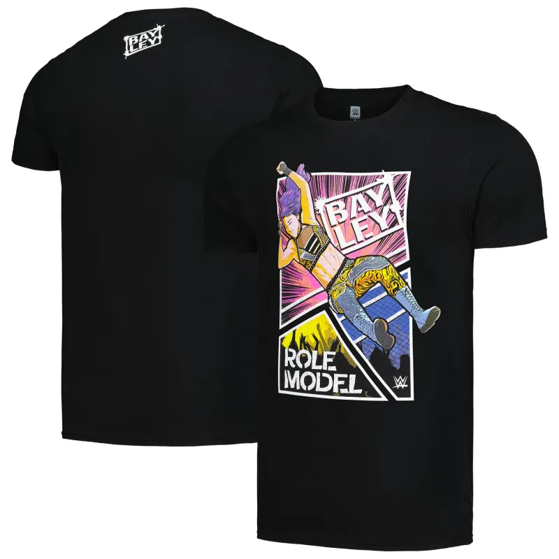 Men's Black Bayley Role Model Elbow Drop T-Shirt sold by WWE