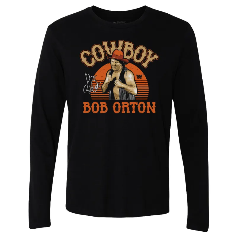 Men's 500 Level Black “Cowboy” Bob Orton Retro Superstar Long Sleeve T-Shirt sold by WWE