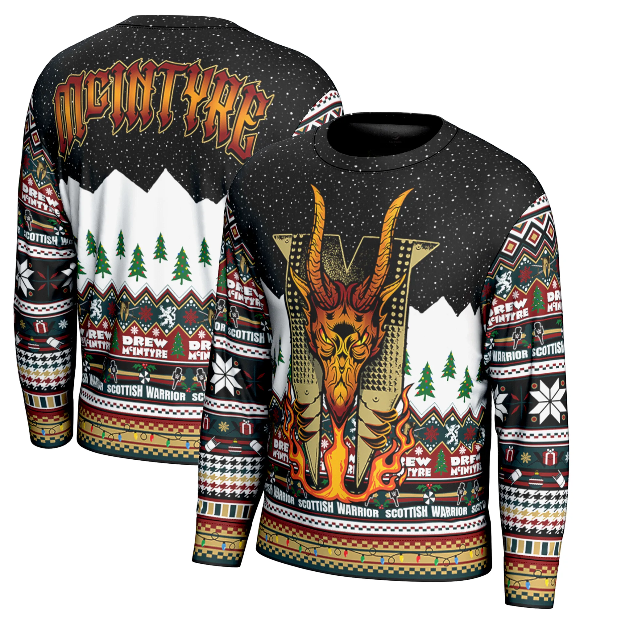 Men's ProSphere Black Drew McIntyre Holiday Sweater sold by WWE