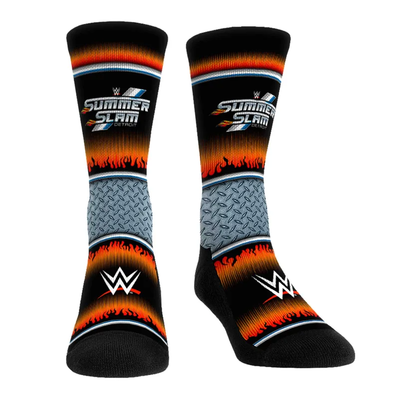 Unisex Rock Em Socks Black SummerSlam 2023 Motor City Crew Socks made by WWE