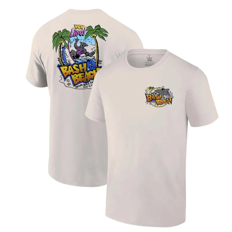 Men's Ripple Junction Tan WCW Bash At The Beach T-Shirt made by Ripple Junction