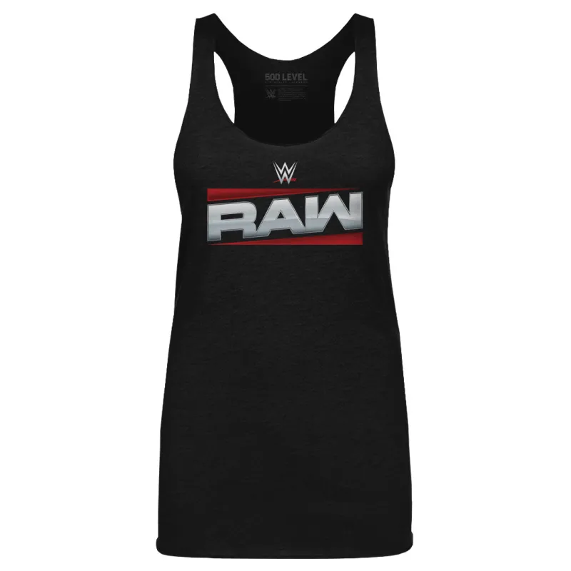 Women's 500 Level Heather Black RAW Logo Tri-Blend Tank Top sold by WWE
