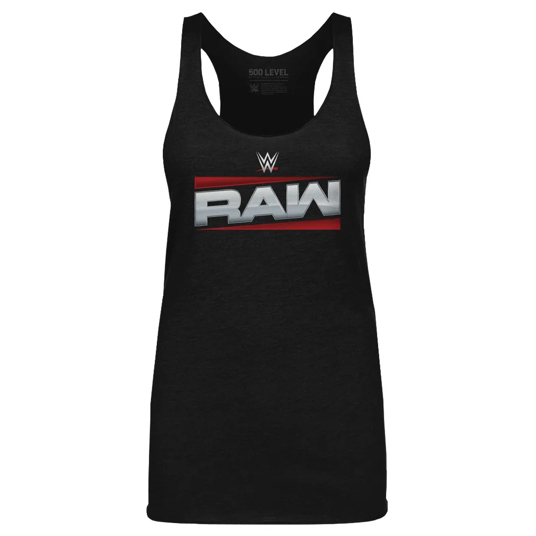 Women's 500 Level Heather Black RAW Logo Tri-Blend Tank Top sold by WWE