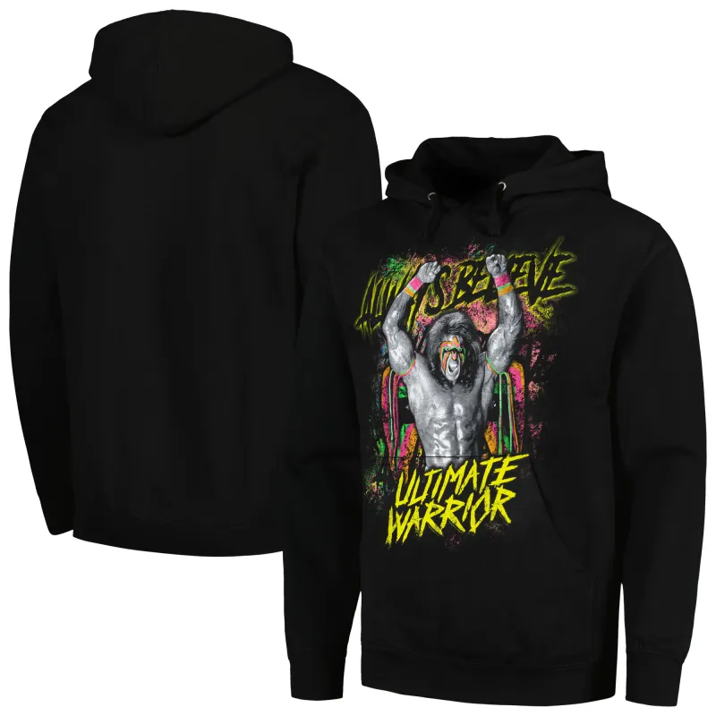 Men's Black The Ultimate Warrior Always Believe Fleece Pullover Hoodie sold by WWE