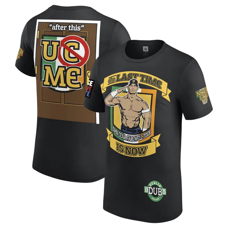 Men's Black John Cena Farewell Tour 2025 Dublin T-Shirt sold by WWE