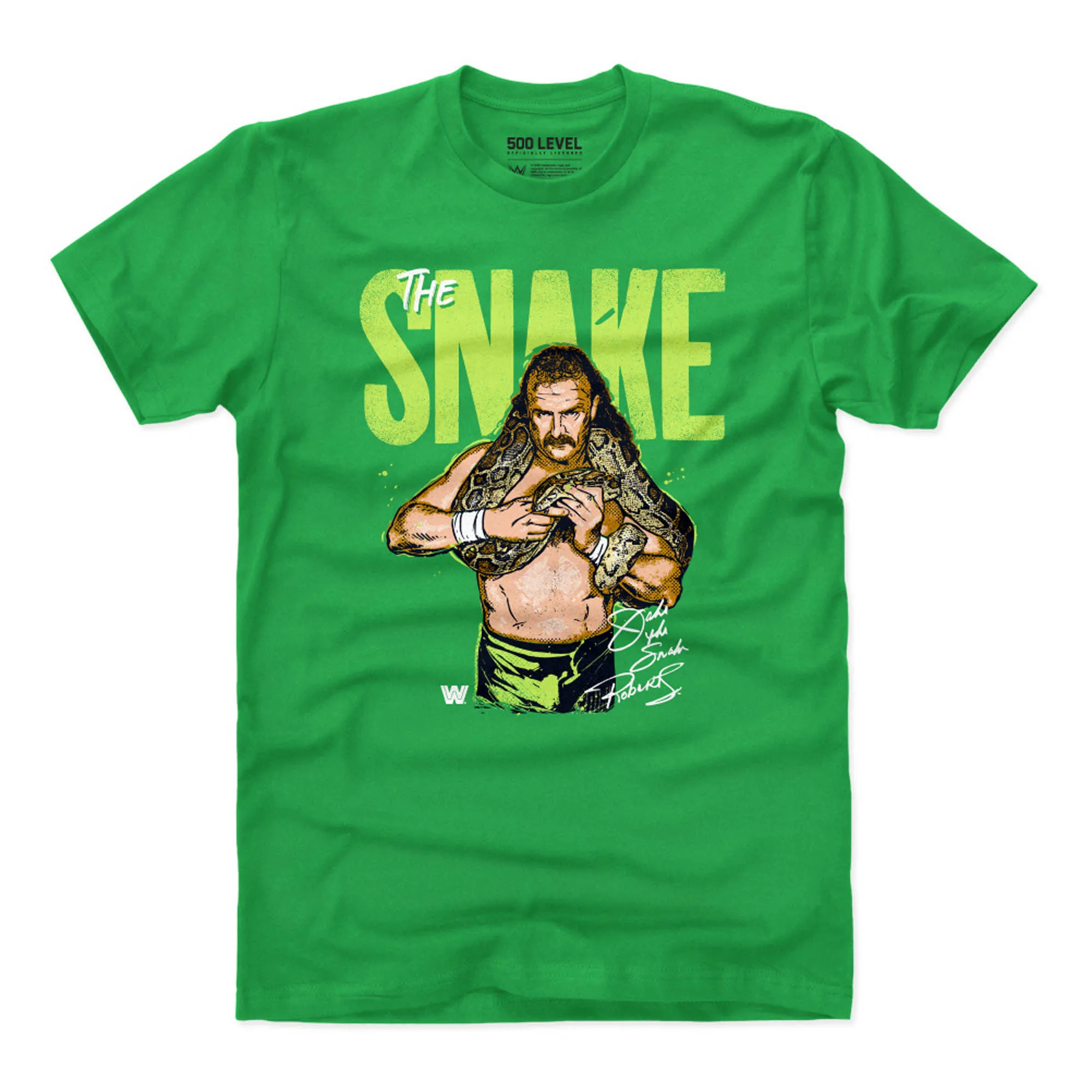 Men's 500 Level Kelly Green Jake "The Snake" Roberts T-Shirt sold by WWE