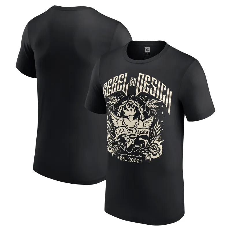 Men's Black Lita 25 Years Logo T-Shirt sold by WWE
