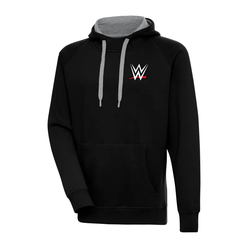 Men's Antigua Black WWE Victory Pullover Hoodie sold by WWE
