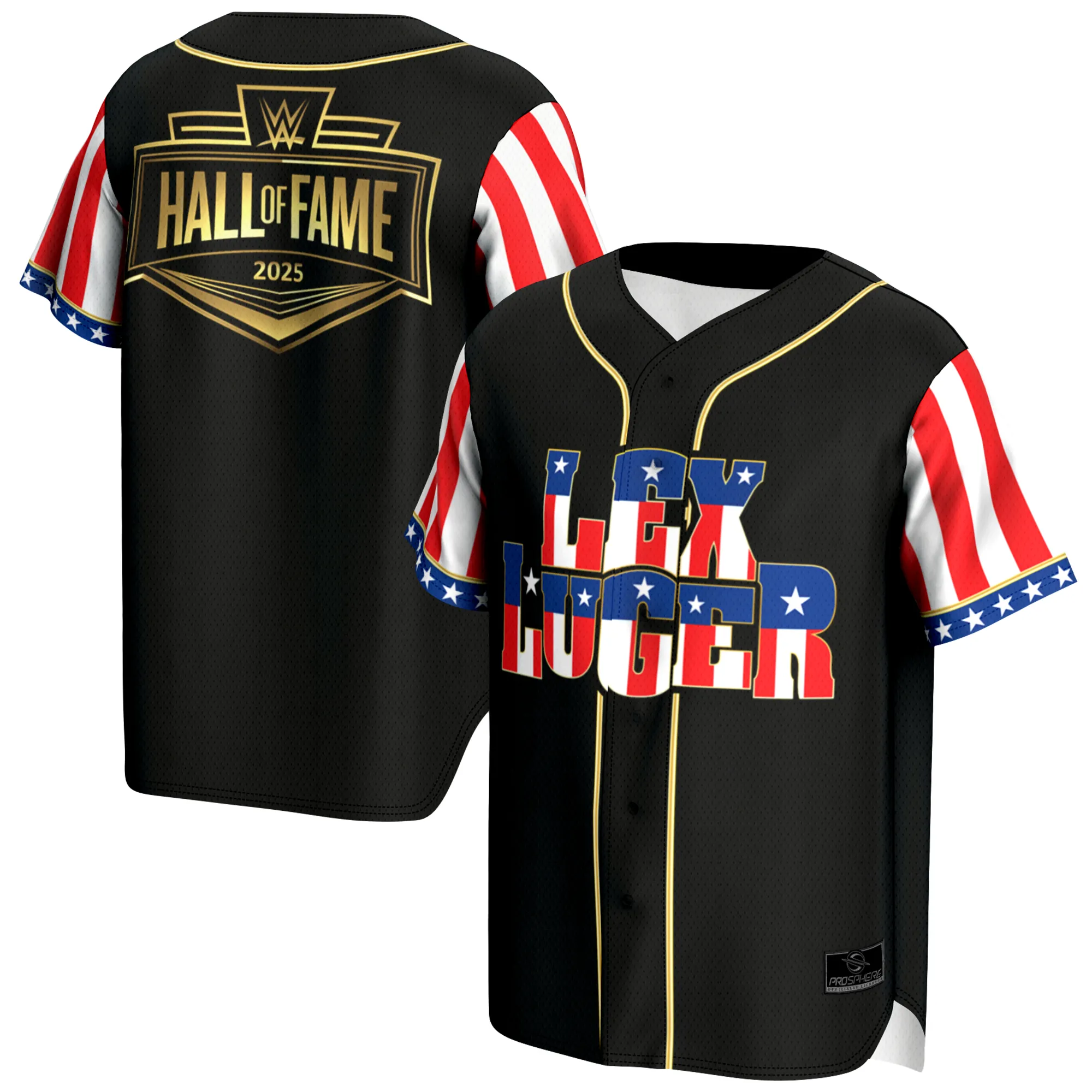 Men's ProSphere Black Lex Luger WWE Hall of Fame 2025 Baseball Fashion Jersey sold by WWE