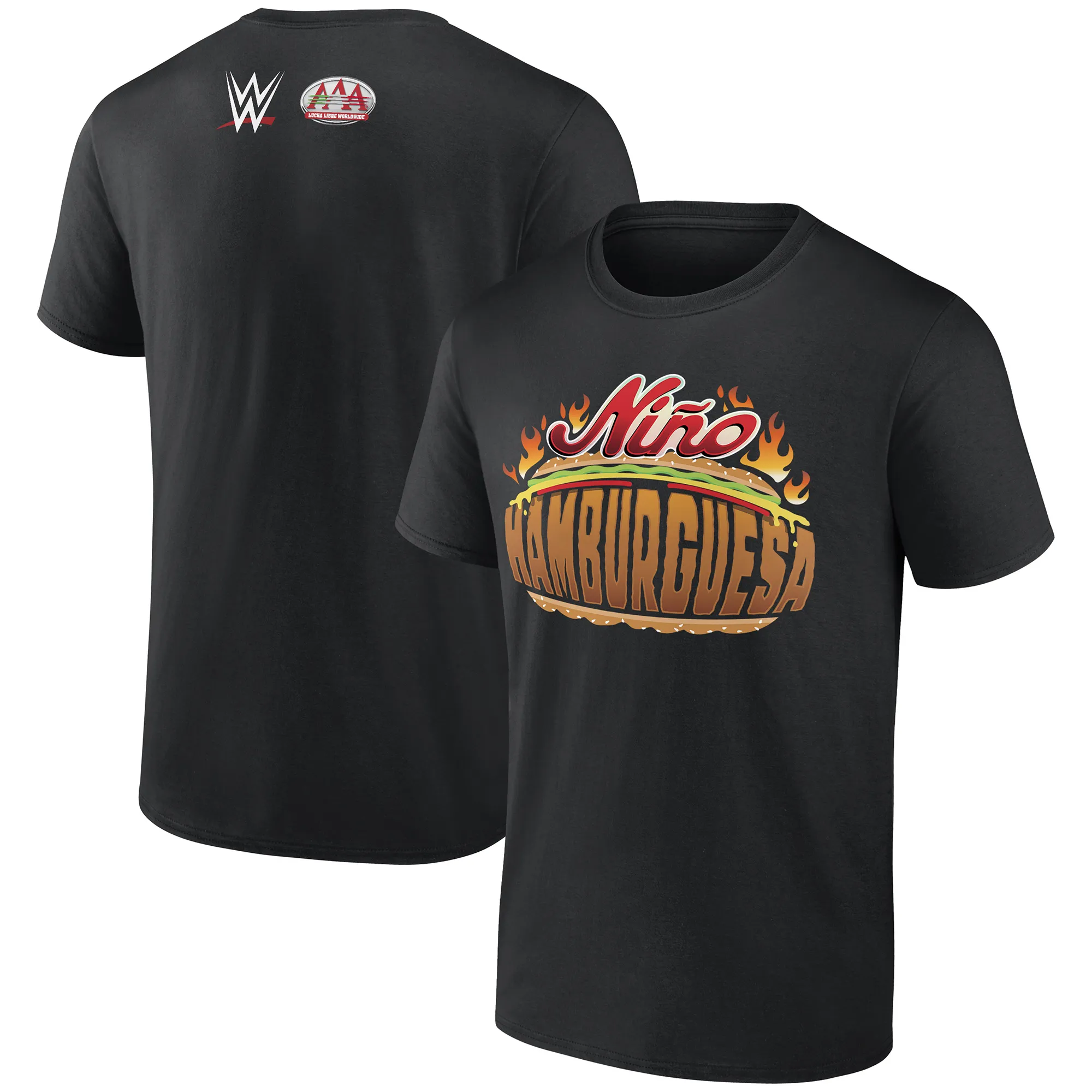 Men's Black Niño Hamburguesa AAA Superstar T-Shirt sold by WWE