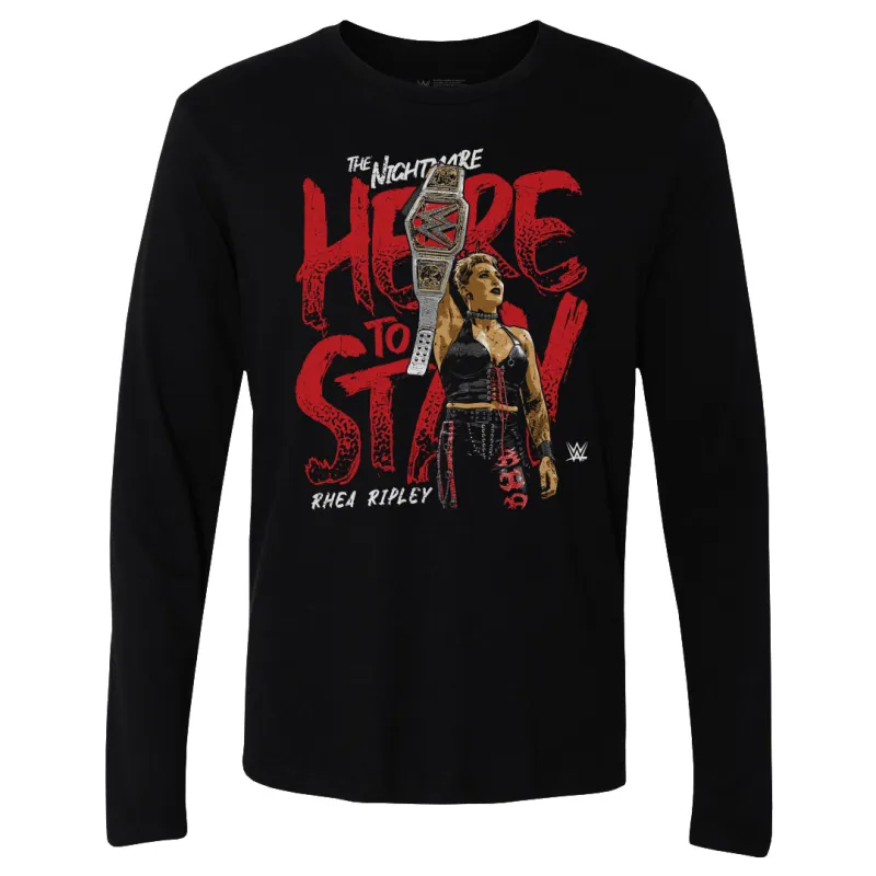 Men's 500 Level Black Rhea Ripley Here To Stay Long Sleeve T-Shirt sold by WWE