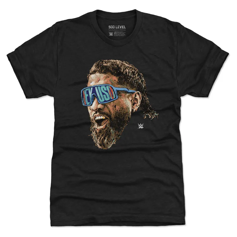 Men's 500 Level Heather Black Jey Uso Sunglasses Premium Tri-Blend T-Shirt sold by WWE