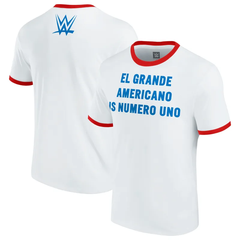 Men's White El Grande Americano Is Numero Uno T-Shirt made by WWE