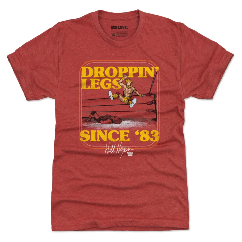 Men's 500 Level Heather Red Hulk Hogan Droppin' Legs Since '83 Tri-Blend T-Shirt made by 500 Level