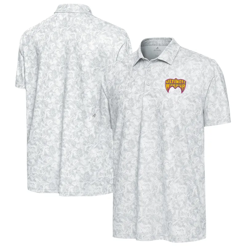 Men's Antigua White The Ultimate Warrior Lush Polo sold by WWE