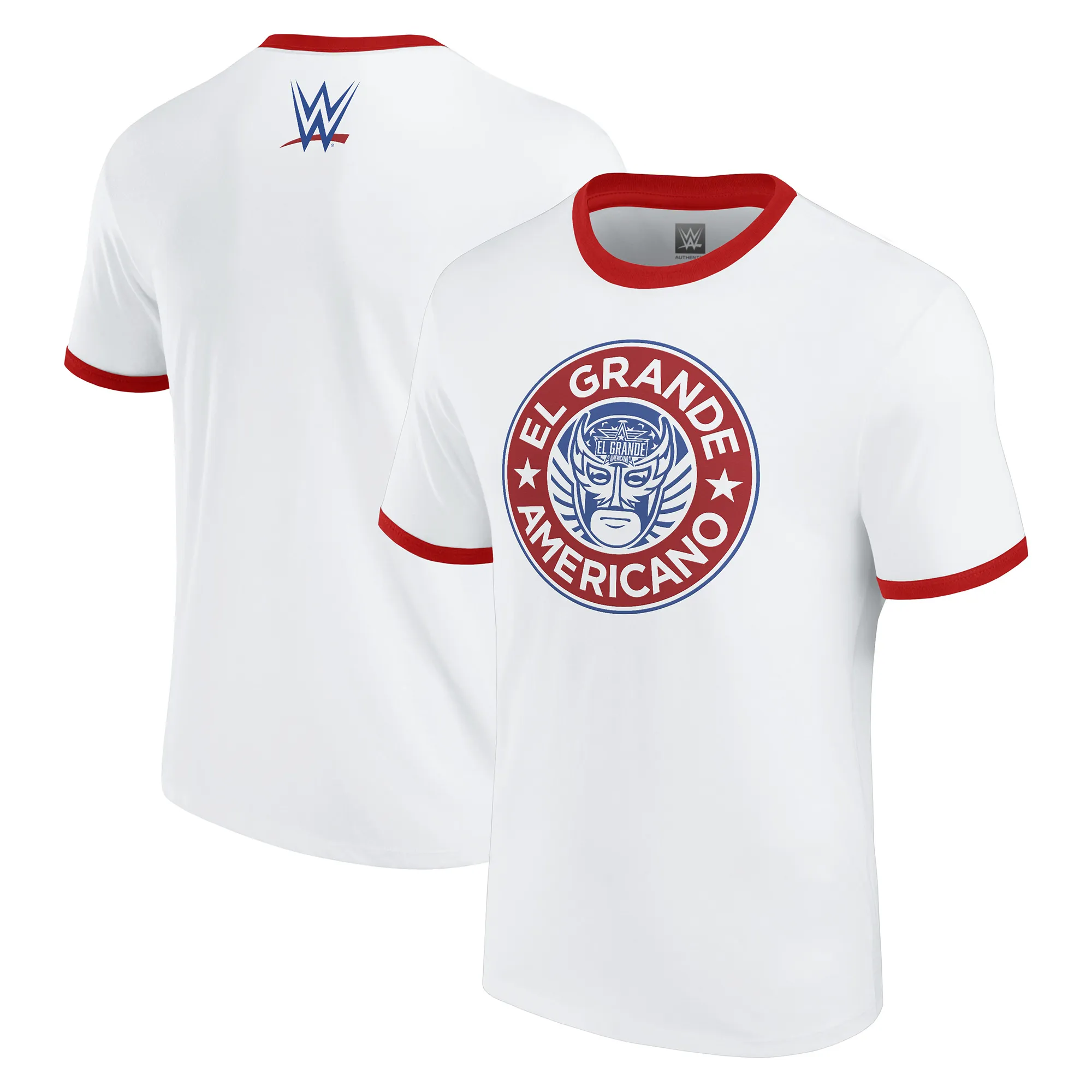 Men's White El Grande Americano Ringer T-Shirt sold by WWE