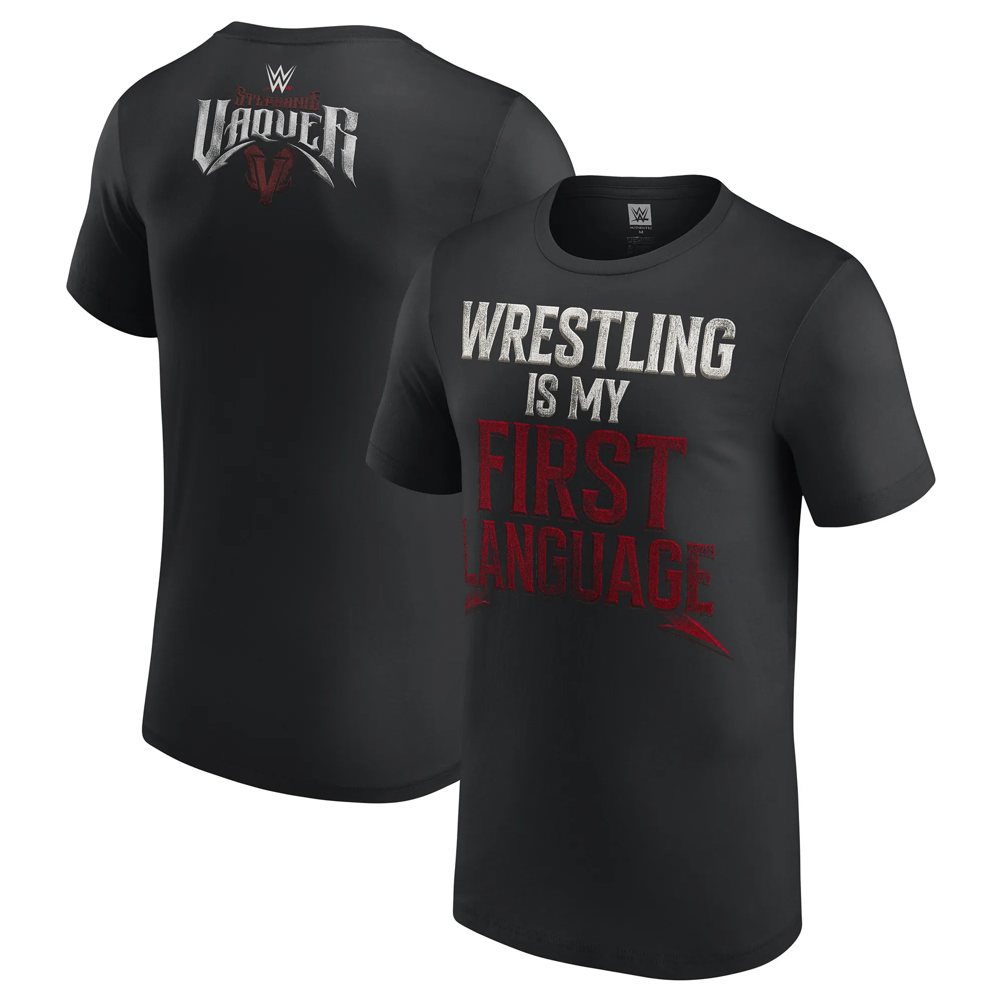 Men's Black Stephanie Vaquer Wrestling Is My First Language T-Shirt sold by WWE