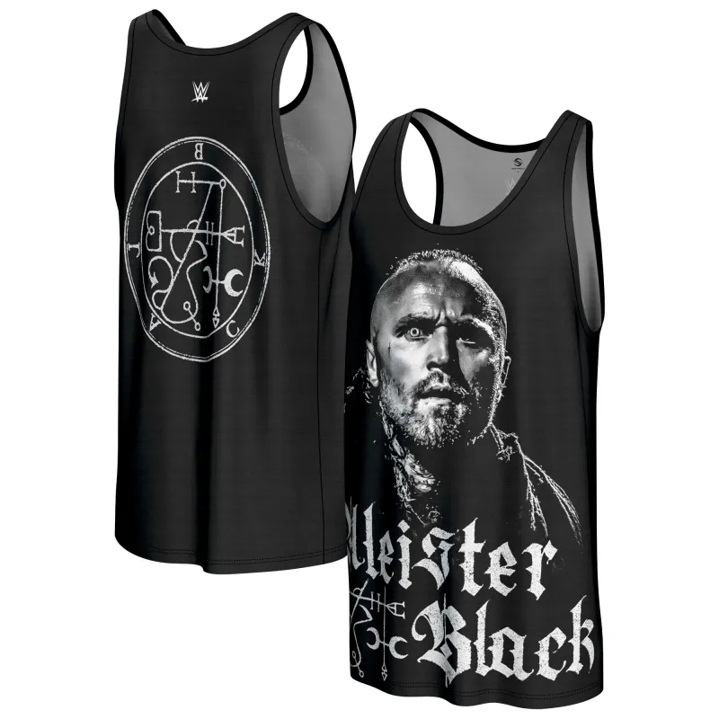 Men's ProSphere Black Aleister Black Superstar Tank Top sold by WWE