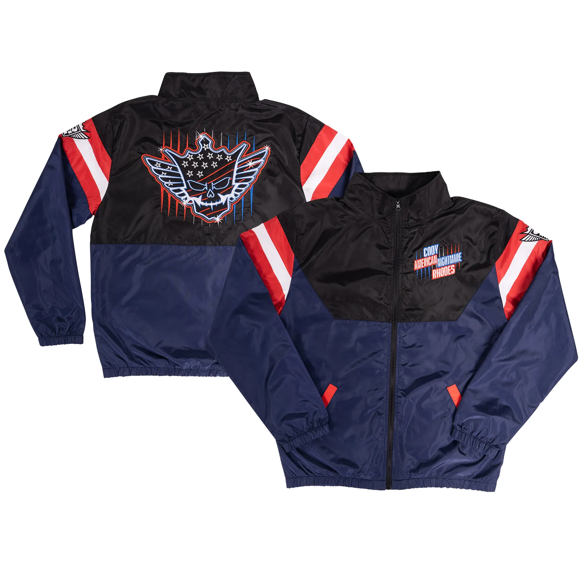 Men's Black/Navy Cody Rhodes Neon Nightmare Full-Zip Windbreaker Jacket sold by WWE