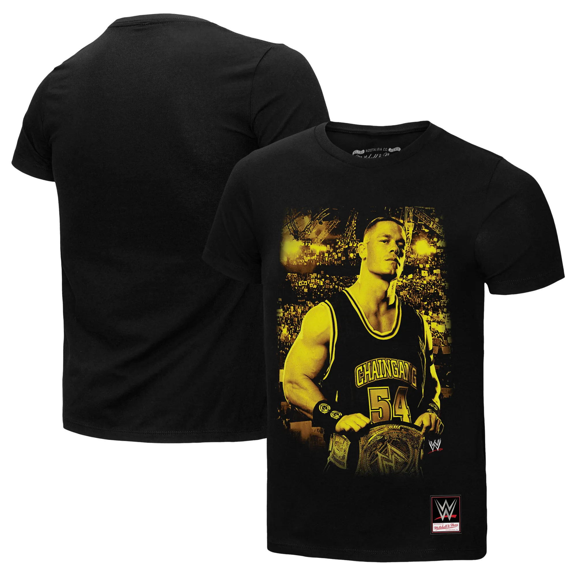 Men's Mitchell & Ness Black John Cena Gold T-Shirt sold by WWE
