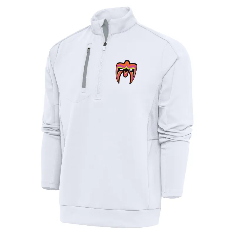 Men's Antigua  White The Ultimate Warrior Generation Quarter-Zip Pullover Top sold by WWE